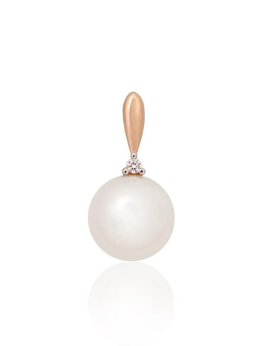 Золотая подвеска с бриллиантами и жемчугом – Красное золото 585°, 1.34 г