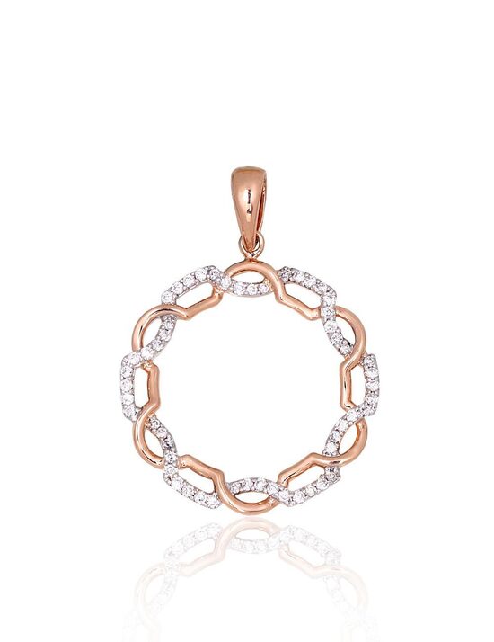 Золотой кулон с бриллиантами, красное золото 585°, родиевое покрытие, 24 мм