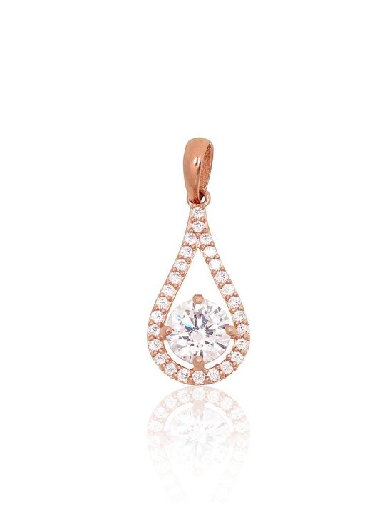 Золотой кулон с цирконами 20 мм, Красное золото 585°