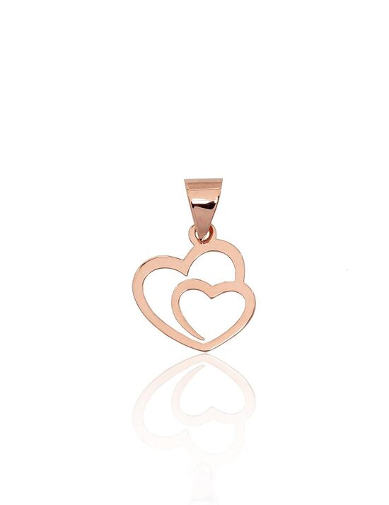 Women's Gold Pendant Two Hearts – Red Gold 585°, 0.26 g | Elegant Gift