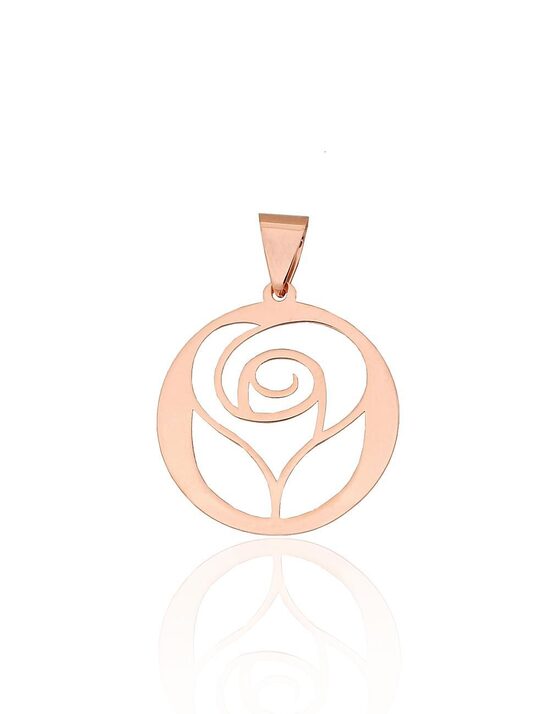 Gold Pendant Rose – Red Gold 585°, 0.47 g, 22 mm | Feminine Floral Charm