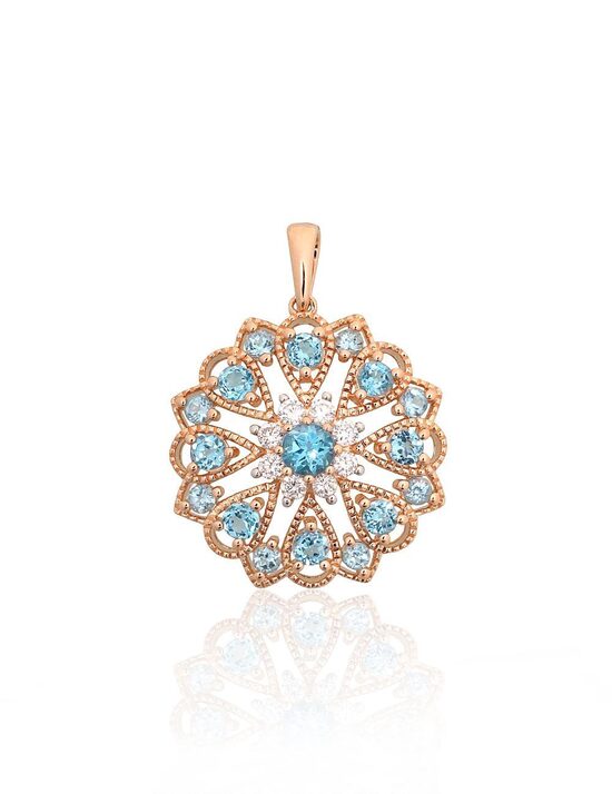 Золотой кулон с бриллиантами и голубым топазом, 585°