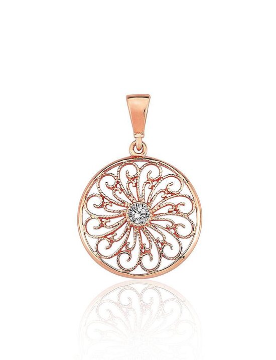 Gold Pendant, Red Gold 585°, Zirconia