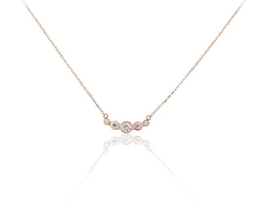 Women’s Gold Necklace with Zirconia – Red Gold 585°, 42 cm, 1.62 g