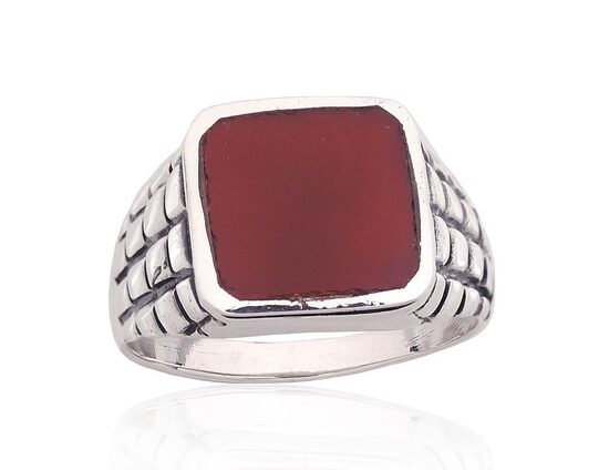 Мужское серебряное кольцо с сердоликом, серебро 925°, оксидированное, размер 20