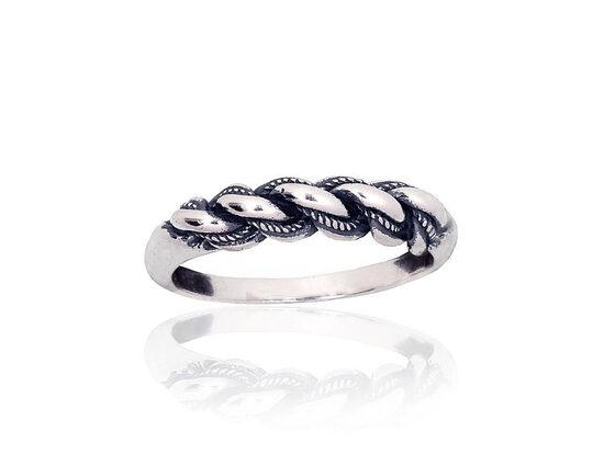 Women’s Namejs Silver Ring – Oxidized Finish, Size 17.5