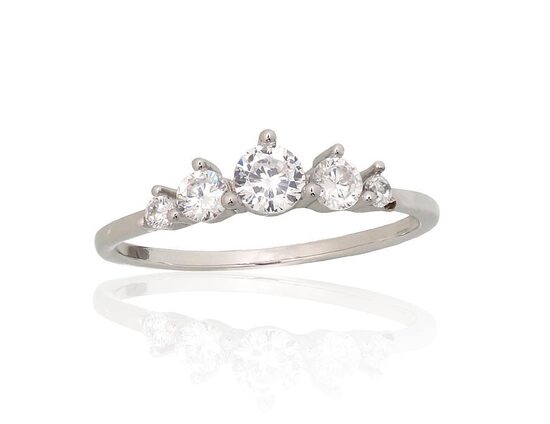 Sudraba gredzens ar cirkoniem, 925° sudrabs, rodija pārklājums izmērs 16.5