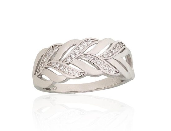 Sudraba gredzens ar cirkoniem, 925° sudrabs ar rodija pārklājumu, 17.5 izm.