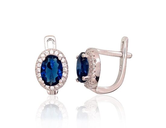 Sudraba auskari ar ziliem un baltiem cirkoniem, ar “angļu” slēdzēju, 925° sudrabs, rodija pārklājums