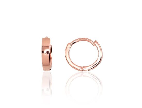 Vaikiški sidabriniai auskarai su apvaliu užsegimu, raudonojo aukso danga, 925° sidabras