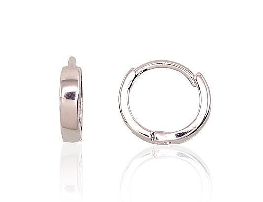 Vaikiški sidabriniai auskarai su apvaliu užsegimu, rodžio danga, 925° sidabras