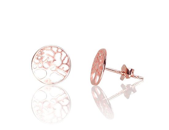 Sudraba auskari-nagliņas “Dzīvības koks”, Sudrabs 925°, ar sarkanā zelta pārklājumu