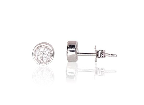 Sidabriniai auskarai-žirneliai su cirkoniais, 925° sidabras, rodžio danga