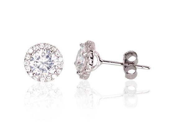 Sudraba auskari-nagliņas ar cirkoniem, Sudrabs 925°, rodija pārklājums