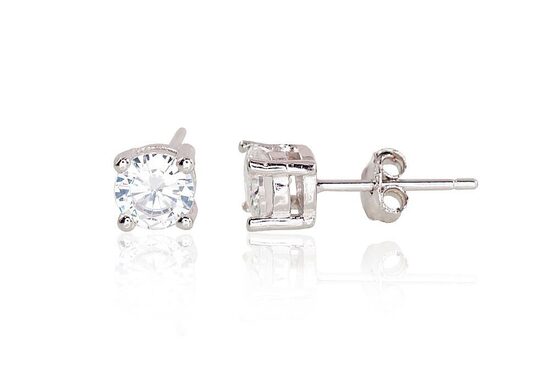 Sudraba auskari-nagliņas ar cirkoniem, Sudrabs 925°, rodija pārklājums