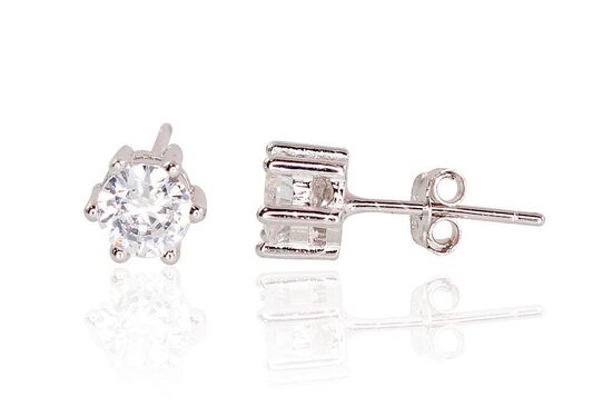 Sudraba auskari-nagliņas ar cirkoniem, 925°, rodija pārklājums