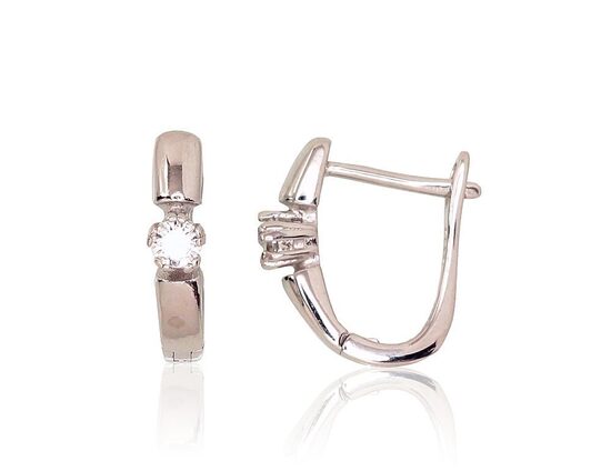 Sudraba auskari ar cirkoniem, ar “angļu” slēdzēju, 925° sudrabs, rodija pārklājums