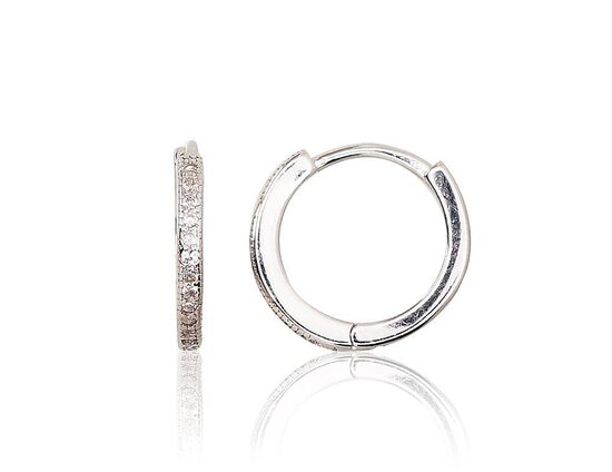 Sudraba auskari ar apaļu aizdari, 925° sudrabs, rodijs, cirkoni, 13 mm