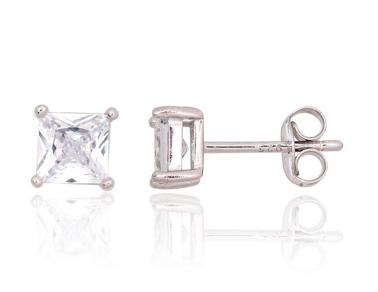 Sudraba auskari-nagliņas ar cirkoniem, Sudrabs 925°, rodija pārklājums