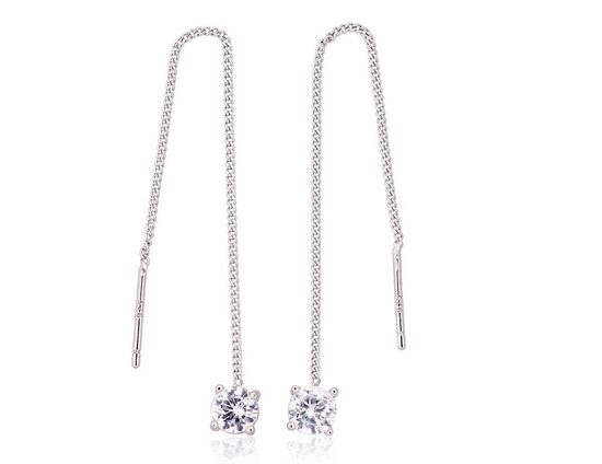 Sudraba garie auskari ar cirkoniem, 925°, rodija pārklājums