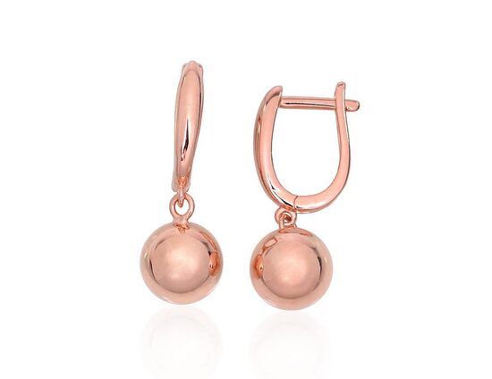 Silver earrings with English clasp, 925 sterling silver, rose gold plated