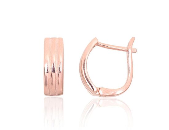 Silver earrings with English clasp, 925 sterling silver, rose gold plated