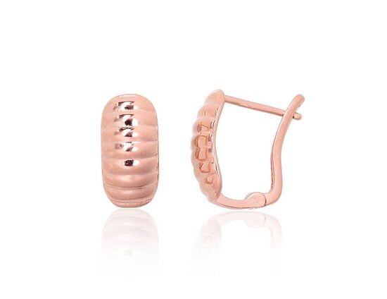 Silver earrings with English clasp, 925 sterling silver, rose gold plated