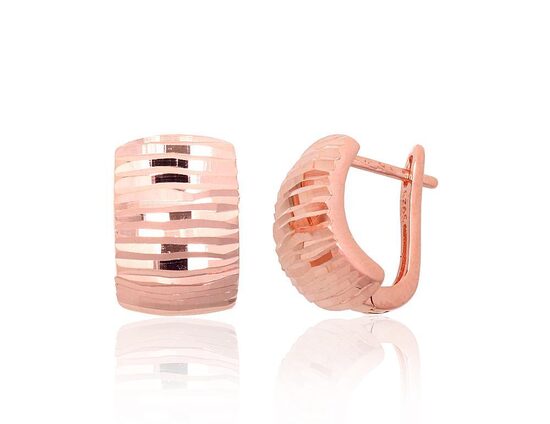 Silver earrings with English clasp, 925 sterling silver, rose gold plated