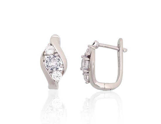 Sudraba auskari ar 'angļu' slēdzīti – 925°, cirkoni, rodija pārklājums