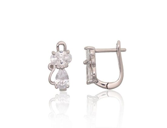 Sidabriniai auskarai su „anglišku“ užsegimu Katė, 925°, rodžio danga, cirkoniai