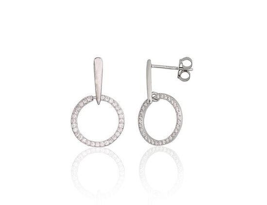 Серебряные серьги-гвоздики с цирконами, серебро 925°, родиевое покрытие