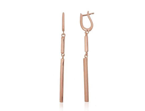 Ilgi sidabriniai auskarai su anglišku užsegimu, 925 sidabras su rausvo aukso danga