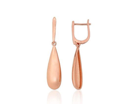 Серебряные серьги с английским замком, серебро 925° с покрытием красным золотом