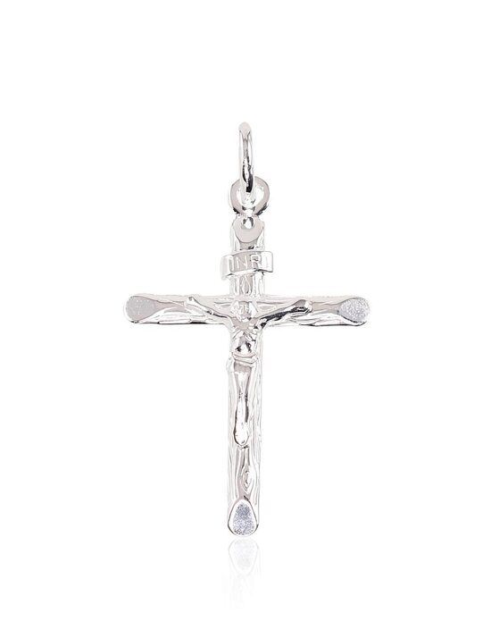 Sterling Silver Catholic Cross Pendant, 925 Silver, 39 mm