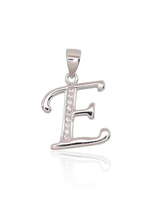 Sudraba kulons burts E ar cirkoniem, 925°, rodija pārklājums