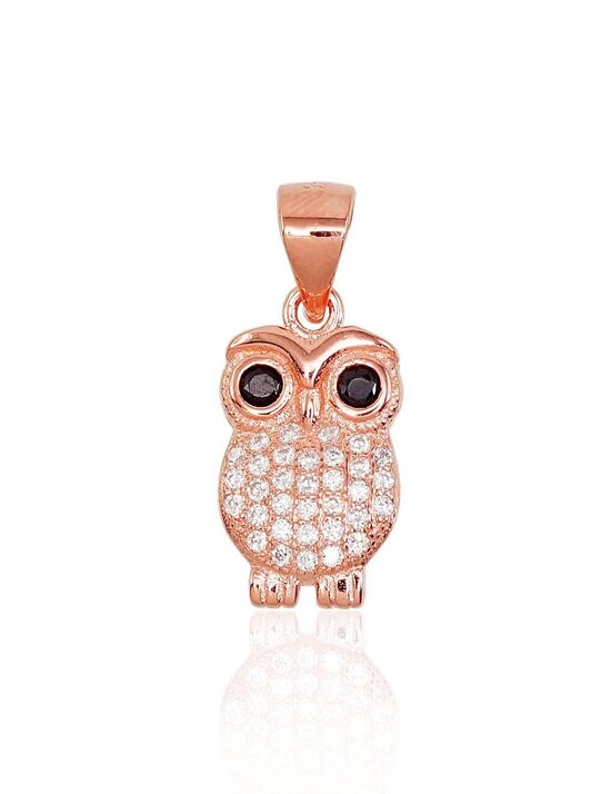 Sudraba kulons pūce ar cirkoniem, 925°, sarkanā zelta pārklājums