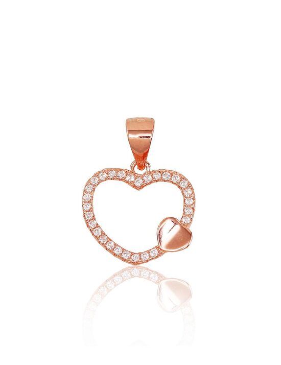 Sudraba kulons sirds ar cirkoniem, 925°, sarkanā zelta pārklājums