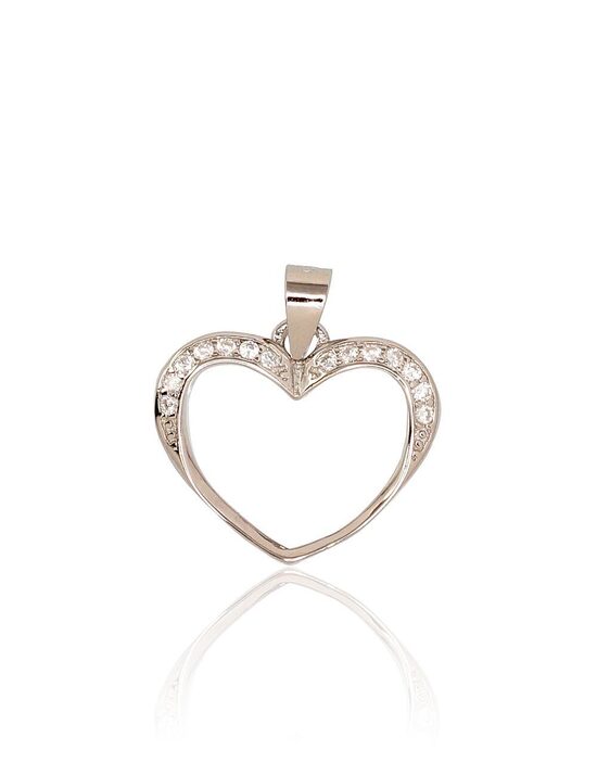 Sudraba kulons Sirds ar gaišiem cirkoniem, 925°, rodija pārklājums