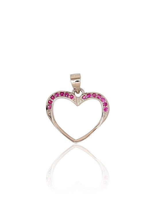 Sudraba kulons Sirsniņa ar rozā cirkoniem, 925°, rodija pārklājums