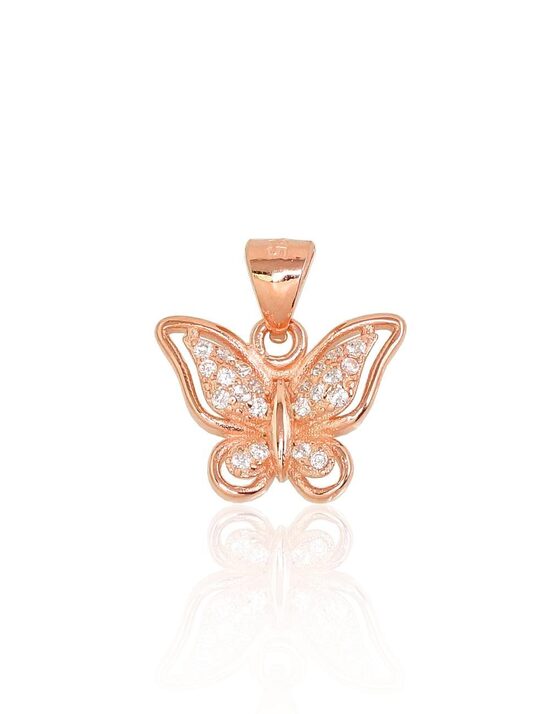 Bērnu sudraba kulons Taurenis ar cirkoniem, 925°, sarkanais zelts pārklājums