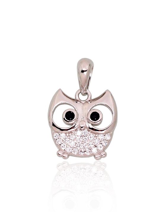 Sidabrinis pakabukas Pelėda su cirkoniais, 925