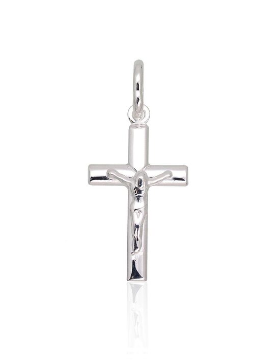 Silver Catholic Cross Pendant, 925 Sterling Silver