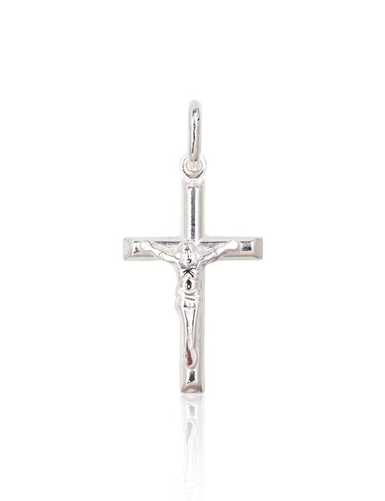 Silver Catholic Cross Pendant, 925 Sterling Silver