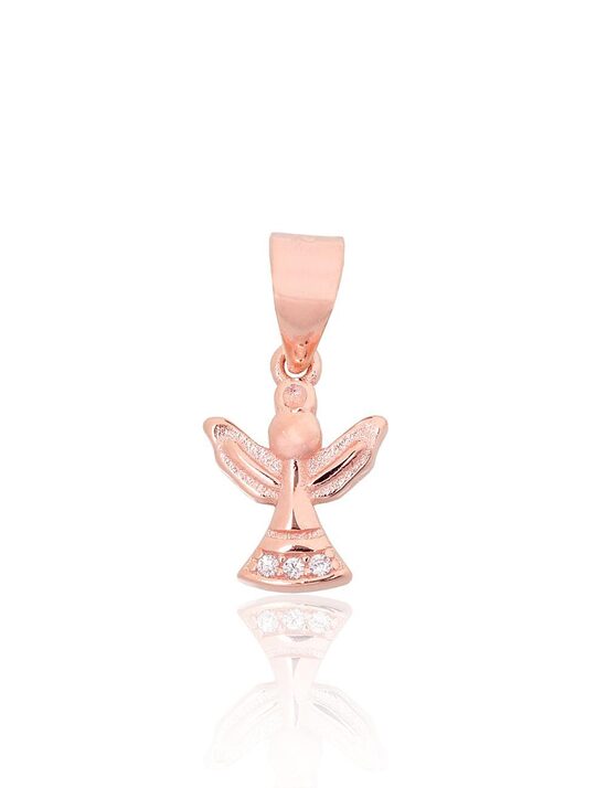 Bērnu sudraba kulons Eņģelis ar cirkoniem, 925°, sarkanā zelta pārklājums, 17 mm