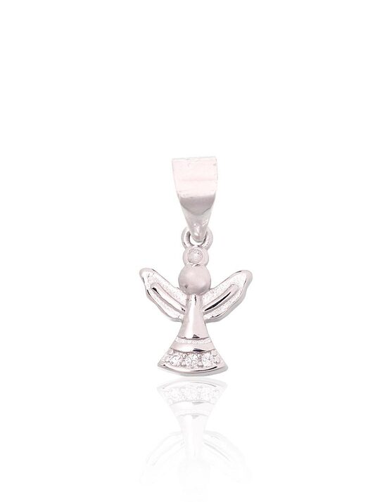 Bērnu sudraba kulons Eņģelis ar cirkoniem, 925°, rodija pārklājums, 17 mm