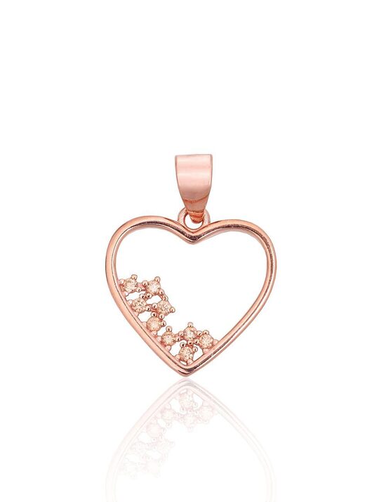 Sudraba kulons sirds formā ar cirkoniem, 925° sudrabs ar sarkanā zelta pārklājumu