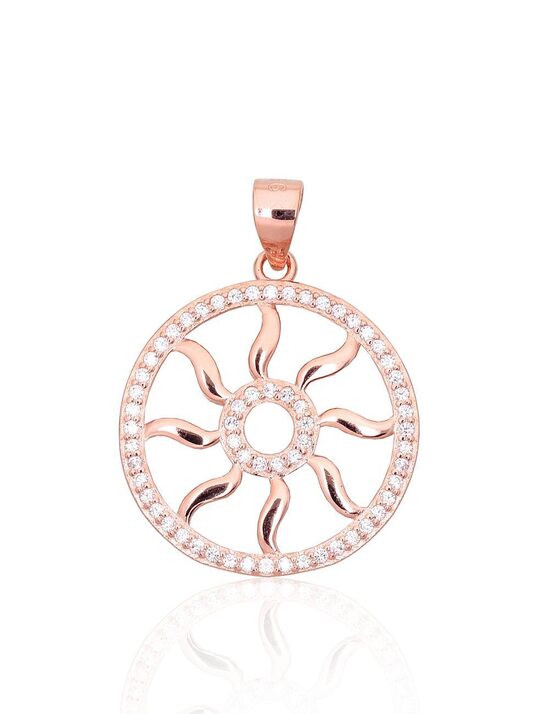 Sidabrinis pakabukas su cirkoniais, 925 sidabras, raudono aukso padengimas