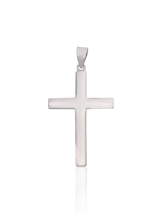 Silver cross pendant – 925 sterling silver with rhodium plating, 36 mm