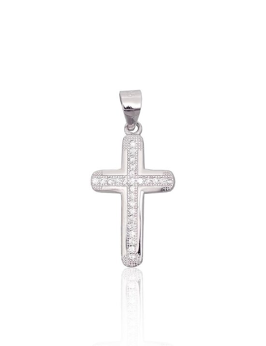 Серебряный кулон «Крестик» с цирконами, серебро 925°