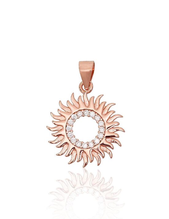 Sidabrinis pakabukas „Saulė“ su cirkoniais, 925 sidabras su aukso danga